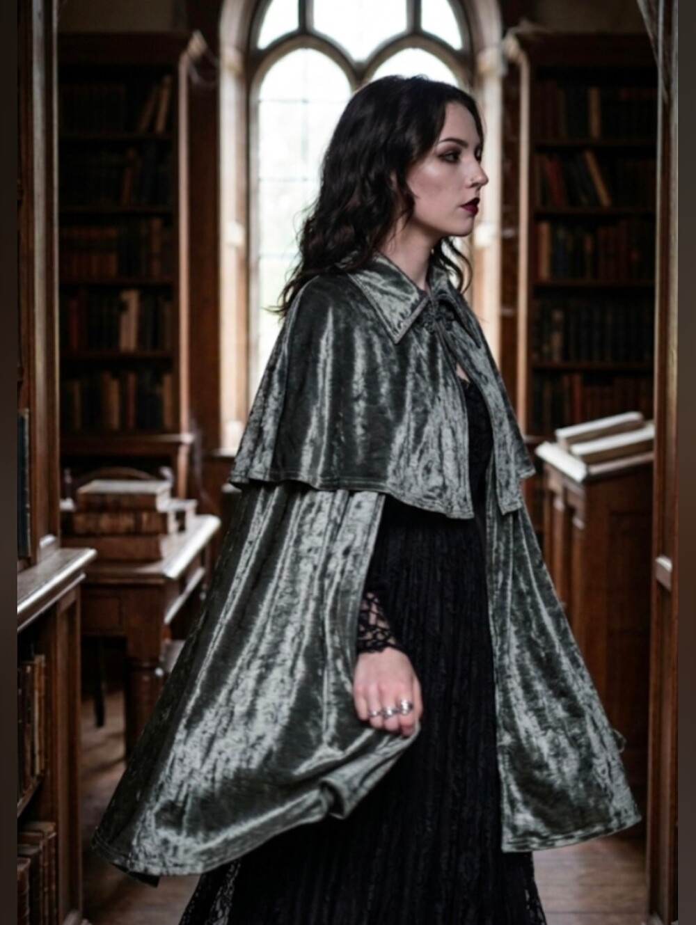 Vintage Cykxtees Velvet Capelet Cloak Pelerine Goth Whimsigoth Y2K Silver OS